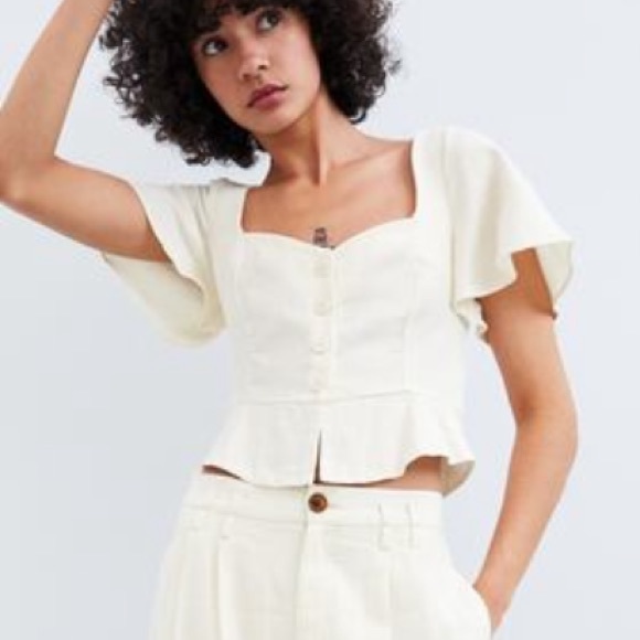 Zara button up flutter short sleeve top, size small - Picture 6 of 6
